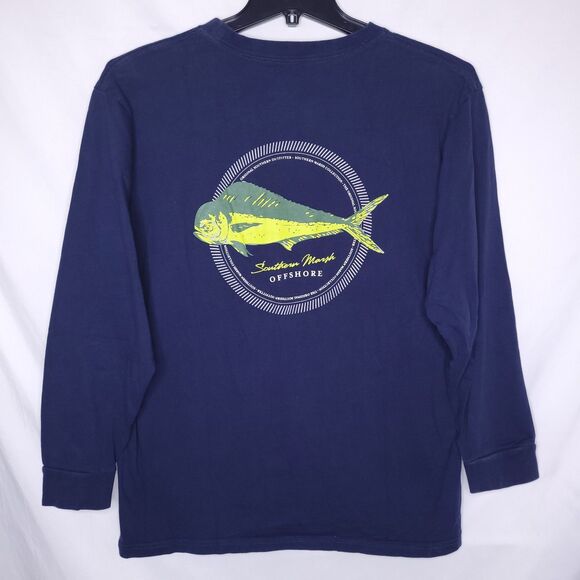 Southern Marsh T Shirt Mens Large Navy Mahi Mahi Offshore - Picture 1 of 12